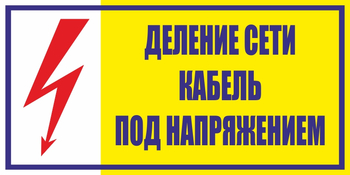 S17 деление сети. кабель под напряжением (пластик, 250х140 мм) - Знаки безопасности - Вспомогательные таблички - . Магазин Znakstend.ru